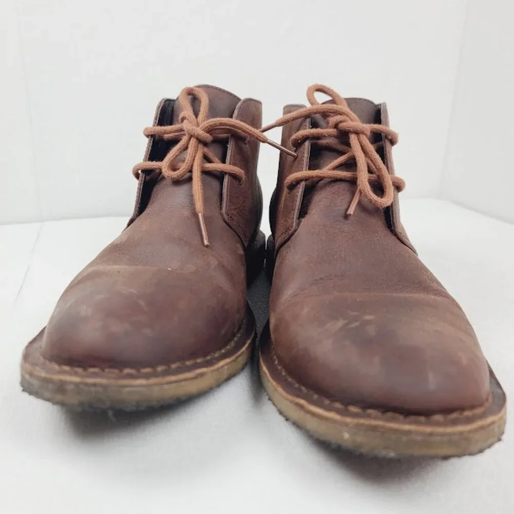UGG Men's Brown Groveland 1105529 Leather Almond Toe Ankle Chukka Boot Size 10